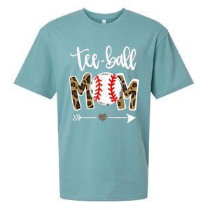 Ball Mom Mother's Day Gift Teeball Mom Leopard Funny Sueded Cloud Jersey T-Shirt