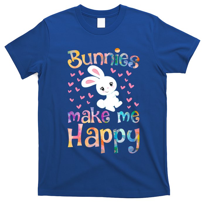 Bunnies Make Me Happy Bunny Rabbit Girls Pet Owner Mom Gift T-Shirt