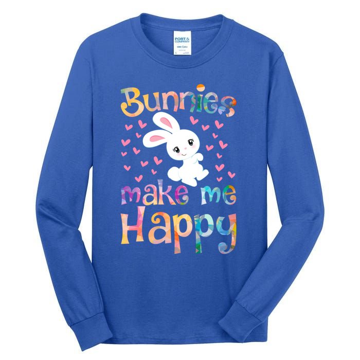 Bunnies Make Me Happy Bunny Rabbit Girls Pet Owner Mom Gift Tall Long Sleeve T-Shirt