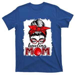 Bowling Mom Messy Bun Leopard Funny Mother's Day Meaningful Gift T-Shirt