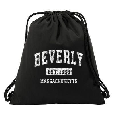 Beverly Massachusetts Ma Vintage Sports Established Drawstring Bag