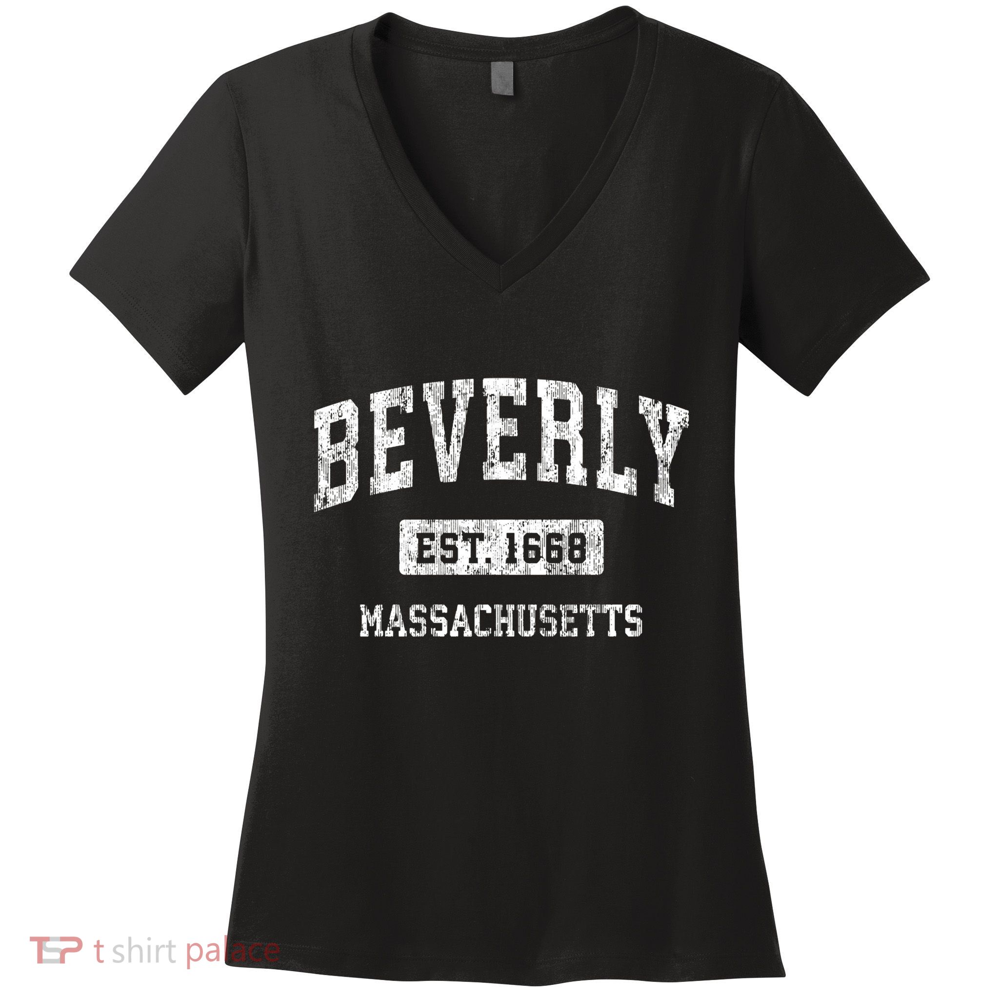 Beverly Massachusetts Ma Vintage Sports Established Women's V-Neck T-Shirt