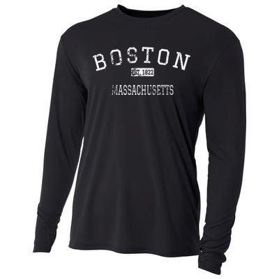 Boston Massachusetts Ma Vintage Cooling Performance Long Sleeve Crew