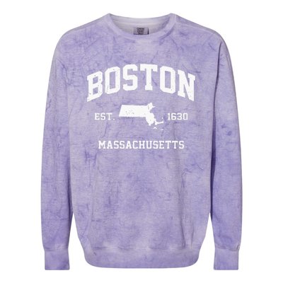 Boston Massachusetts MA Vintage State Athletic Style Colorblast Crewneck Sweatshirt