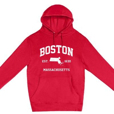 Boston Massachusetts MA Vintage State Athletic Style Premium Pullover Hoodie