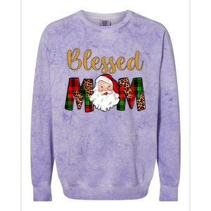 Blessed Mom Mama Santa Claus Funny Matching Family Christmas Gift Colorblast Crewneck Sweatshirt