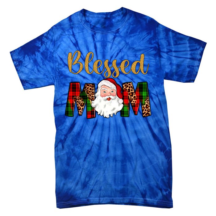 Blessed Mom Mama Santa Claus Funny Matching Family Christmas Gift Tie-Dye T-Shirt