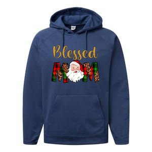 Blessed Mom Mama Santa Claus Funny Matching Family Christmas Gift Performance Fleece Hoodie