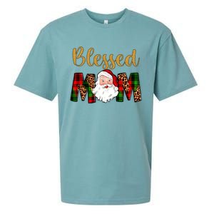 Blessed Mom Mama Santa Claus Funny Matching Family Christmas Gift Sueded Cloud Jersey T-Shirt