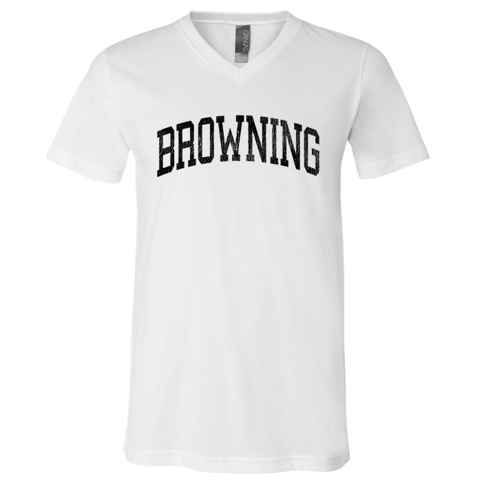 Browning Montana Mt Vintage Athletic Sports Design Long Sleeve T V-Neck T-Shirt