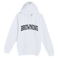 Browning Montana Mt Vintage Athletic Sports Design Long Sleeve T Premium Pullover Hoodie