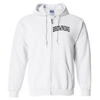 Browning Montana Mt Vintage Athletic Sports Design Long Sleeve T Full Zip Hoodie