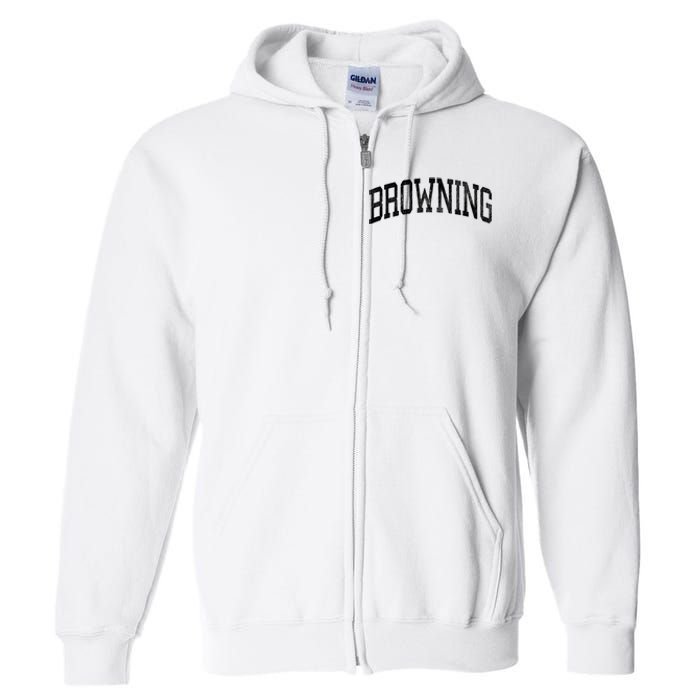 Browning Montana Mt Vintage Athletic Sports Design Long Sleeve T Full Zip Hoodie