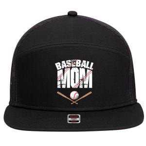 Baseball Mom mother day 7 Panel Mesh Trucker Snapback Hat