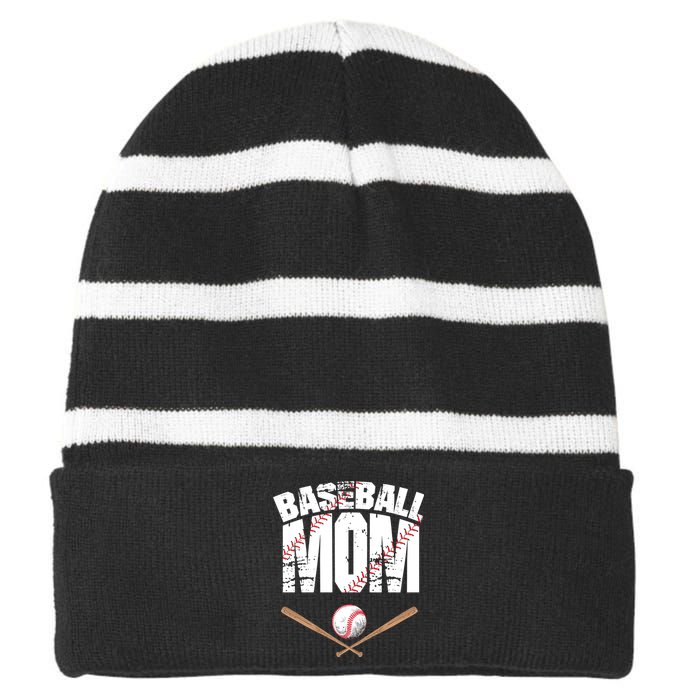 Baseball Mom mother day Striped Beanie with Solid Band