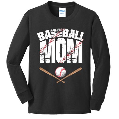 Baseball Mom mother day Kids Long Sleeve Shirt