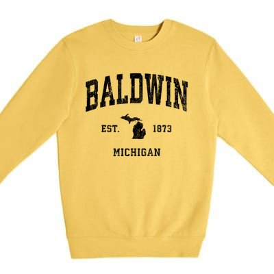 Baldwin Michigan Mi Vintage Athletic Sports Premium Crewneck Sweatshirt