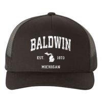 Baldwin Michigan Mi Vintage Athletic Sports Yupoong Adult 5-Panel Trucker Hat