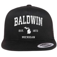 Baldwin Michigan Mi Vintage Athletic Sports Flat Bill Trucker Hat