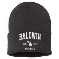 Baldwin Michigan Mi Vintage Athletic Sports Sustainable Knit Beanie