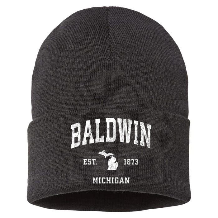 Baldwin Michigan Mi Vintage Athletic Sports Sustainable Knit Beanie