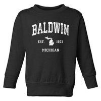 Baldwin Michigan Mi Vintage Athletic Sports Toddler Sweatshirt