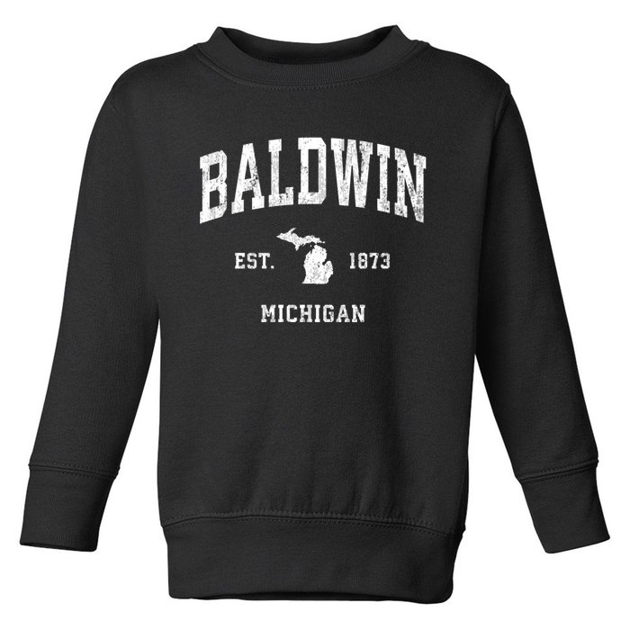 Baldwin Michigan Mi Vintage Athletic Sports Toddler Sweatshirt