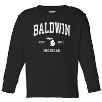 Baldwin Michigan Mi Vintage Athletic Sports Toddler Long Sleeve Shirt