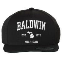 Baldwin Michigan Mi Vintage Athletic Sports Wool Snapback Cap