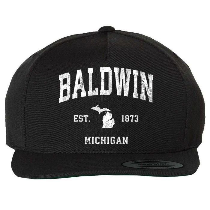 Baldwin Michigan Mi Vintage Athletic Sports Wool Snapback Cap