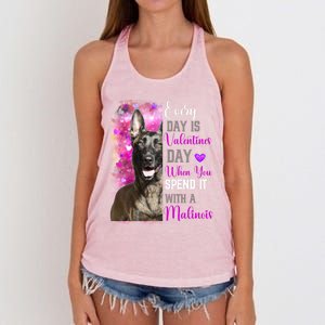 Belgium Malinois Mom Funny Valentines Day Dog Lovers Gift Women's Knotted Racerback Tank