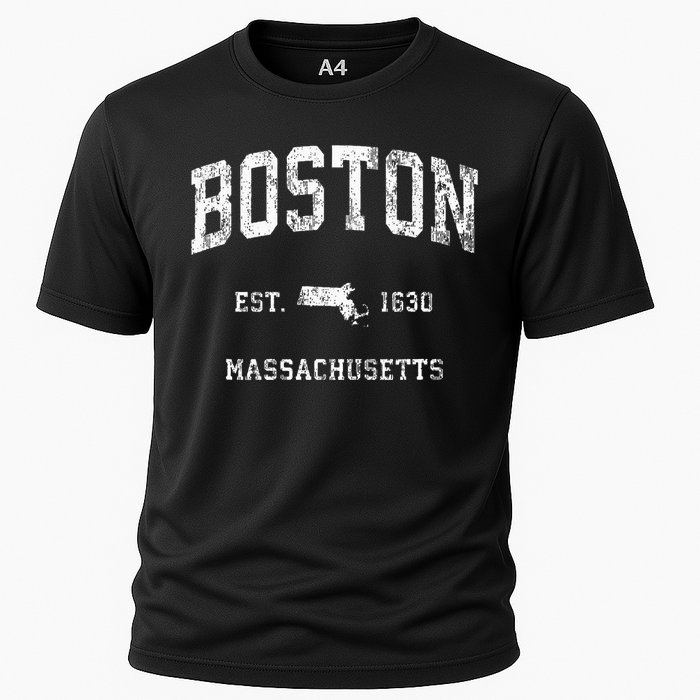 Boston Massachusetts Ma Vintage Athletic Cooling Performance Crew T-Shirt