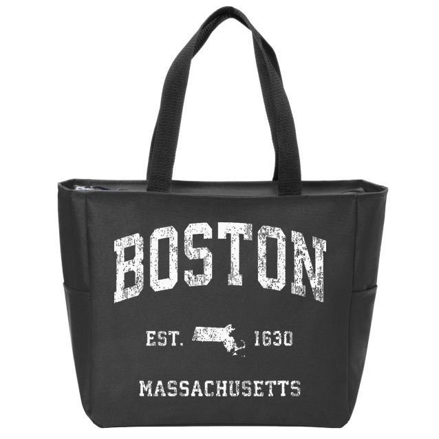 Boston Massachusetts Ma Vintage Athletic Zip Tote Bag
