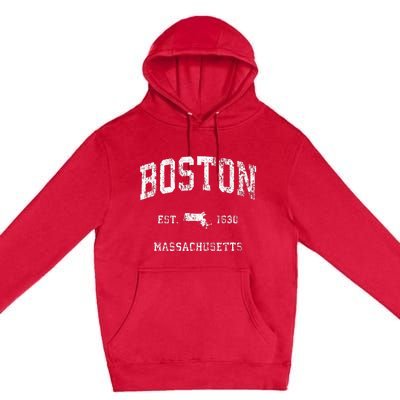 Boston Massachusetts Ma Vintage Athletic Premium Pullover Hoodie