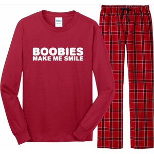 Boobies Make Me Smile Funny Adult Humor Long Sleeve Pajama Set