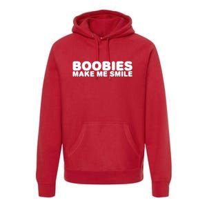 Boobies Make Me Smile Funny Adult Humor Premium Hoodie