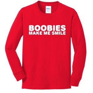 Boobies Make Me Smile Funny Adult Humor Kids Long Sleeve Shirt