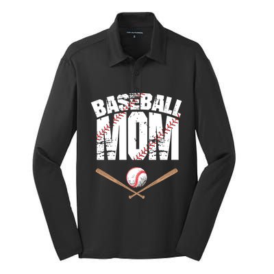 Baseball Mom Mother Day Funny Gift Silk Touch Performance Long Sleeve Polo