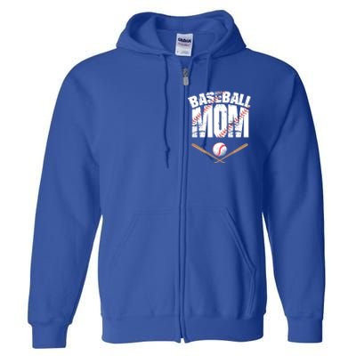 Baseball Mom Mother Day Funny Gift Full Zip Hoodie