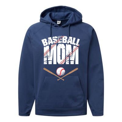 Baseball Mom Mother Day Funny Gift Performance Fleece Hoodie