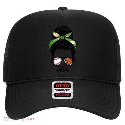 Baseball Mom Messy Bun Mom Life Mother's Day High Crown Mesh Back Trucker Hat