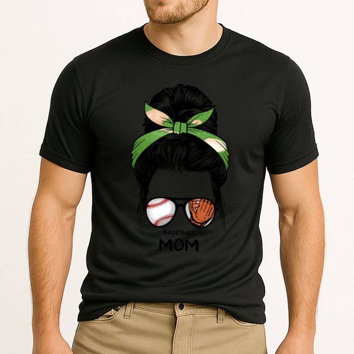 Baseball Mom Messy Bun Mom Life Mother's Day Performance Shirt