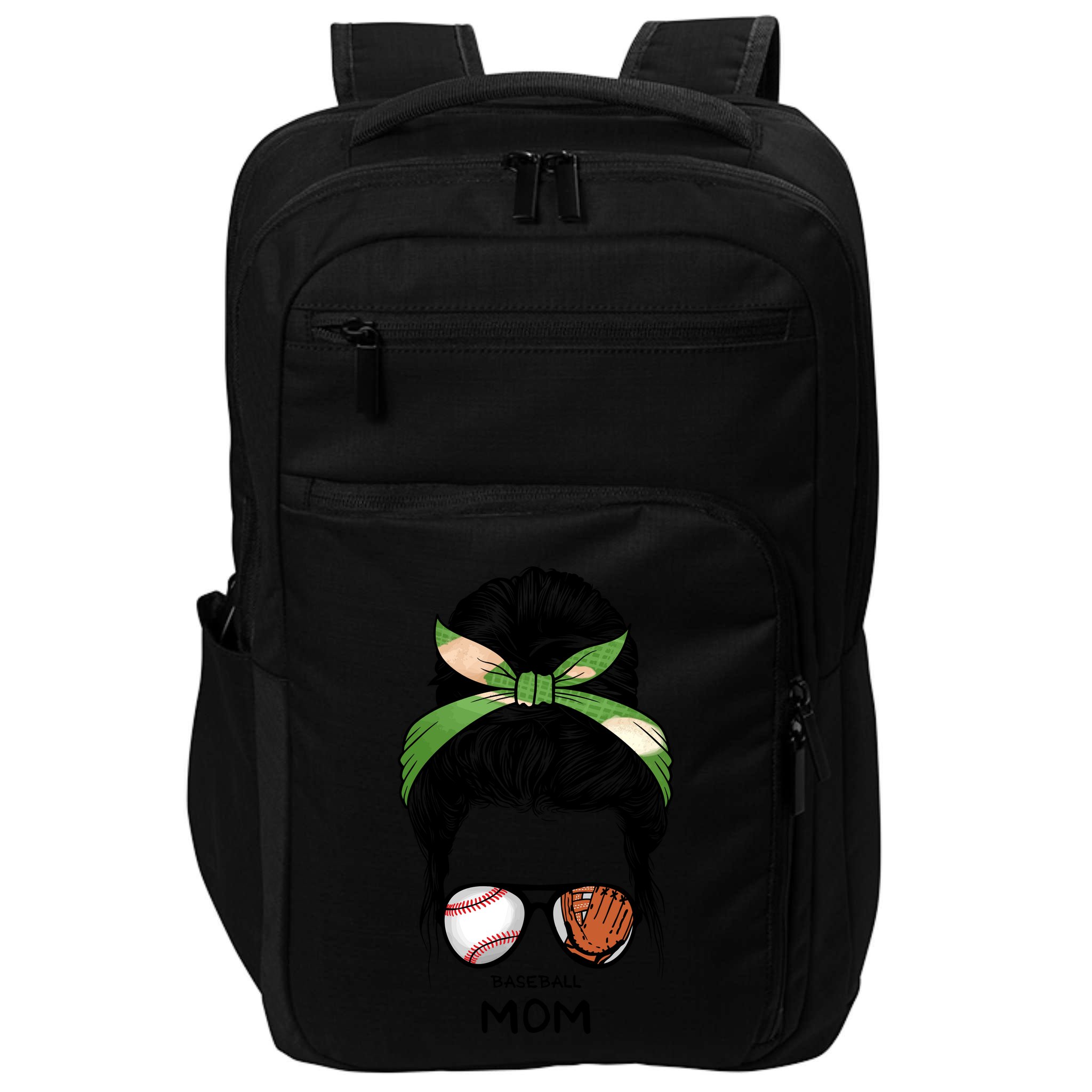 Baseball Mom Messy Bun Mom Life Mother's Day Impact Tech Backpack