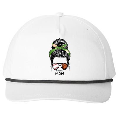 Baseball Mom Messy Bun Mom Life Mother's Day Snapback Five-Panel Rope Hat