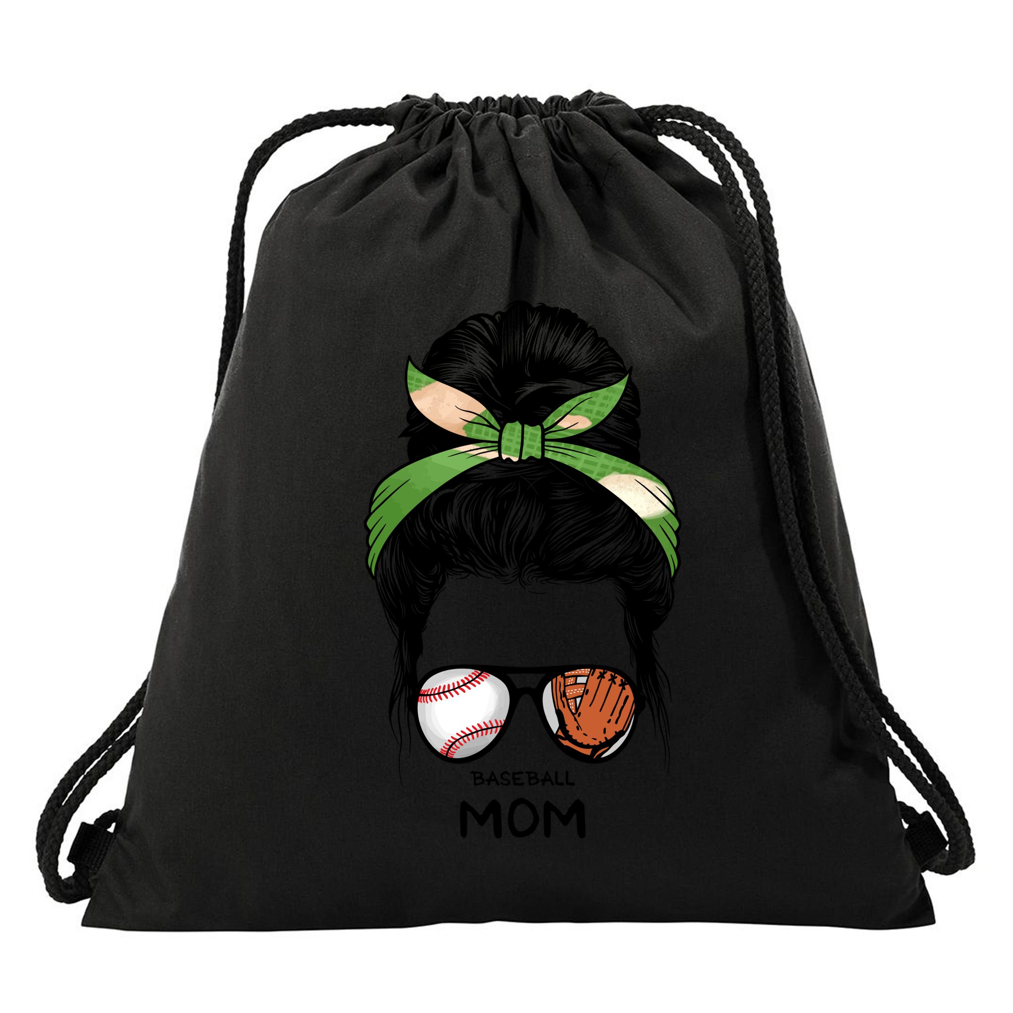 Baseball Mom Messy Bun Mom Life Mother's Day Drawstring Bag