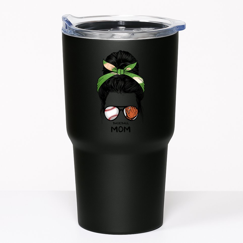 Baseball Mom Messy Bun Mom Life Mother's Day Tumbler