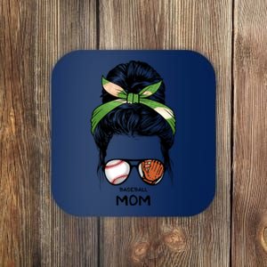 Baseball Mom Messy Bun Mom Life Mother's Day Coaster