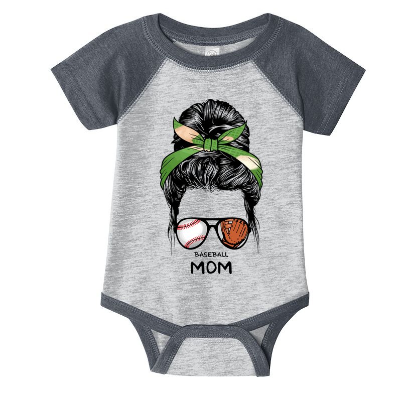 Baseball Mom Messy Bun Mom Life Mother's Day Infant Baby Jersey Bodysuit
