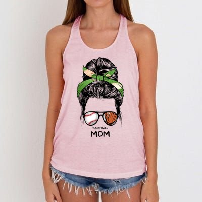 Baseball Mom Messy Bun Mom Life Mother's Day Women's Knotted Racerback Tank