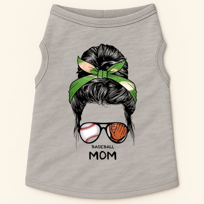 Baseball Mom Messy Bun Mom Life Mother's Day Doggie Tank
